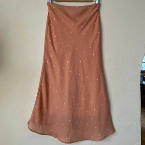 Pink Polka Dot Midi Skirt